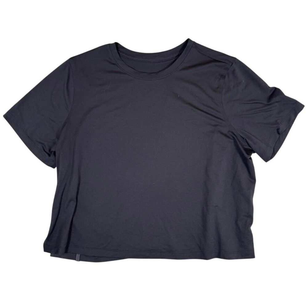 Lululemon Cates T-Shirt Black Short Sleeve Relaxed Fit Cropped Tee